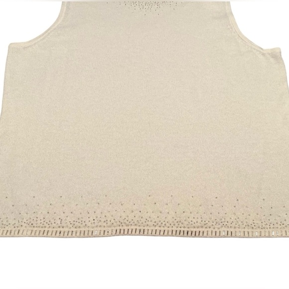 Valerie Steven’s 2 Ply Cashmere Beaded Embellished Sleeveless Sweater Size XL - Picture 7 of 13